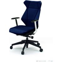 【設置込】イトーキ フリップフラップチェア PVC 革シボ 固定肘 ランバー無 ナイロンキャスター ハイ ハンガー無 ネイビー×黒×黒 1脚（直送品）