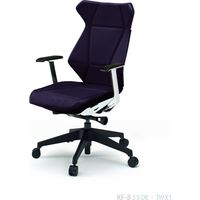 【設置込】イトーキ フリップフラップチェア PVC 革シボ 固定肘 ランバー無 ナイロンキャスター ハイ ハンガー無 Dパープル×白×黒 1脚（直送品）