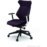 【設置込】イトーキ フリップフラップチェア PVC 革シボ 固定肘 ランバー無 ナイロンキャスター ハイ ハンガー無 Dパープル×黒×黒 1脚（直送品）