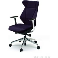 【設置込】イトーキ フリップフラップチェア PVC 革シボ 固定肘 ランバー無 ナイロンキャスター ハイ ハンガー無 Dパープル×黒×銀 1脚（直送品）