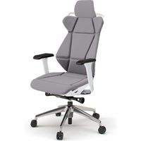 【設置込】イトーキ フリップフラップチェア 布地張り 可動肘 ランバー付 ナイロンキャスター EXハイ ハンガー付 Lグレー×白×銀 1脚（直送品）