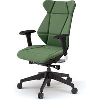 【設置込】イトーキ フリップフラップチェア 布地張り 可動肘 ランバー付 ナイロンキャスター ハイ ハンガー無 IVグリーン×黒×黒 1脚（直送品）