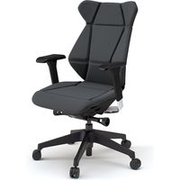 【設置込】イトーキ フリップフラップチェア 布地張り 可動肘 ランバー付 ナイロンキャスター ハイ ハンガー無 オフブラック×黒×黒 1脚（直送品）