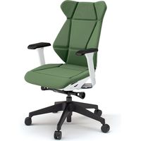 【設置込】イトーキ フリップフラップチェア 布地張り 可動肘 ランバー付 ナイロンキャスター ハイ ハンガー無 IVグリーン×白×黒 1脚（直送品）