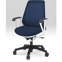 【設置込】イトーキ ノナチェア ループ肘付き ベースカラー ホワイト ナイロンキャスター ネイビーブルー　 1脚（直送品）