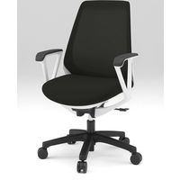 【設置込】イトーキ ノナチェア ループ肘付き ベースカラー ホワイト ナイロンキャスター ブラック 1脚（直送品）