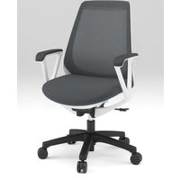 【設置込】イトーキ ノナチェア ループ肘付き ベースカラー ホワイト ナイロンキャスター オフブラック　 1脚（直送品）