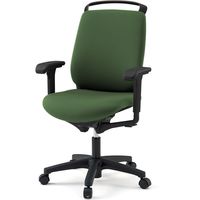 【設置込】イトーキ トルテRチェア 再生布張 ハイバック アジャスタブル肘付 ハンガー付 ナイロンキャスター IVグリーン×ブラック 1脚（直送品）