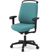 【設置込】イトーキ トルテRチェア 再生布張 ハイバック アジャスタブル肘付 ハンガー付 ナイロンキャスター ターコイズ×ブラック 1脚（直送品）