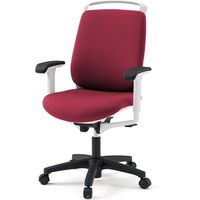 【設置込】イトーキ トルテRチェア 再生布張 ハイバック アジャスタブル肘付 ハンガー付 ナイロンキャスター レッド×ホワイト 1脚（直送品）