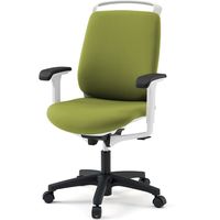 【設置込】イトーキ トルテRチェア 再生布張 ハイバック アジャスタブル肘付 ハンガー付 ナイロンキャスター モスグリーン×ホワイト 1脚（直送品）