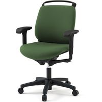 【設置込】イトーキ トルテRチェア 再生布張 ローバック アジャスタブル肘付 ハンガー付 ウレタンキャスター IVグリーン×ブラック 1脚（直送品）