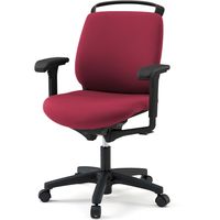 【設置込】イトーキ トルテRチェア 再生布張 ローバック アジャスタブル肘付 ハンガー付 ウレタンキャスター レッド×ブラック 1脚（直送品）