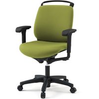 【設置込】イトーキ トルテRチェア 再生布張 ローバック アジャスタブル肘付 ハンガー付 ウレタンキャスター モスグリーン×ブラック 1脚（直送品）
