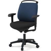 【設置込】イトーキ トルテRチェア 再生布張 ローバック アジャスタブル肘付 ハンガー付 ウレタンキャスター ネイビーブルー×ブラック×ブラック 1脚（直送品）