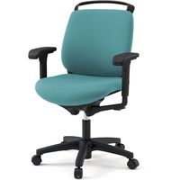 【設置込】イトーキ トルテRチェア 再生布張 ローバック アジャスタブル肘付 ハンガー付 ウレタンキャスター ターコイズ×ブラック 1脚（直送品）