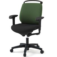 【設置込】イトーキ トルテRチェア 再生布張 ローバック アジャスタブル肘付 ハンガー付 ウレタンキャスター IVグリーン×ブラック×ブラック 1脚（直送品）