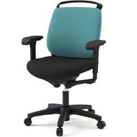 【設置込】イトーキ トルテRチェア 再生布張 ローバック アジャスタブル肘付 ハンガー付 ウレタンキャスター ターコイズ×ブラック×ブラック 1脚（直送品）