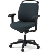 【設置込】イトーキ トルテRチェア 再生布張 ローバック アジャスタブル肘付 ハンガー付 ウレタンキャスター オフブラック×ブラック 1脚（直送品）