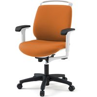 【設置込】イトーキ トルテRチェア 再生布張 ローバック アジャスタブル肘付 ハンガー付 ウレタンキャスター オレンジ×ホワイト 1脚（直送品）