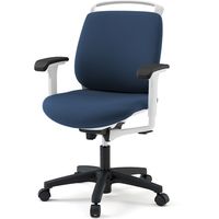 【設置込】イトーキ トルテRチェア 再生布張 ローバック アジャスタブル肘付 ハンガー付 ウレタンキャスター ネイビーブルー×ホワイト 1脚（直送品）