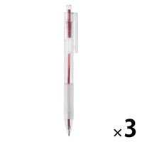 無印良品 ポリカーボネート ボールペン ラバーグリップ付 0.7mm 赤 1セット（3本） 良品計画