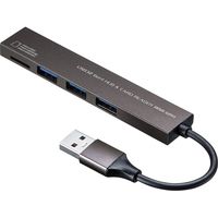 サンワサプライ USB 3.2 Gen1 3ポートスリムハブ（microSDカードリーダー付き） USB-3HC317S 1個（直送品）