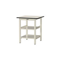 【車上渡し】山金工業 ワークテーブル 耐荷重300kg 固定 塩ビシート天板 全面棚 幅750×奥行750×高900mm アイボリー 1台（直送品）