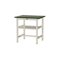 【車上渡し】山金工業 ワークテーブル 耐荷重300kg 固定 塩ビ天板 中間棚 幅900×奥行750×高900mm グリーン×IV 1台（直送品）