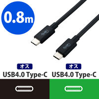 Type-Cケーブル USB C-C PD対応 100W USB4 80cm 黒 USB4-CC5P08BK エレコム 1本