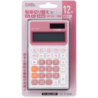 電卓　１２桁　手帳　桃　ピンク　ＫＣＬー１３０Ｐ オーム電機（OHM）（直送品）
