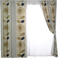 スミノエ デザインライフ セミオーダー カーテン サンフラワー 幅1100×丈2050mm アイボリー １セット(2枚入)（直送品）