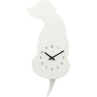 不二貿易 掛時計 アナログ時計 振リ子掛時計 シロイヌ ホワイト 27309 1個（直送品）
