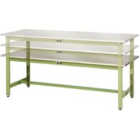 【車上渡し】山金工業 ステン天板 作業台 天板高調整 天板耐荷重200kg 幅1500×奥行750×高900mm SV×グリーン 1台（直送品）