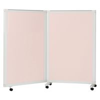マツヨシキャスター付スクリーン(2連) W1800×D430×H1500mm　ピンク MY-N3584 1台 松吉医科器械（直送品）