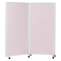 マツヨシキャスター付スクリーン(2連) W1800×D430×H1800mm　ピンク MY-N3585 1台 松吉医科器械（直送品）
