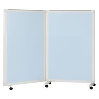 マツヨシキャスター付スクリーン(2連) W1800×D430×H1500mm　スカイブルー MY-N3584 1台 松吉医科器械（直送品）