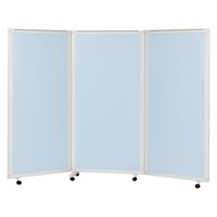 マツヨシキャスター付スクリーン(3連) W2700×D430×H1800mm　スカイブルー MY-N3587 1台 松吉医科器械（直送品）