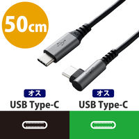 タイプCケーブル (USB-C to C) PD対応 60W L型 50cm/1m/1.5m/2m 黒 エレコム