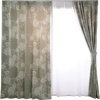 スミノエ デザインライフ セミオーダー カーテン ハナカザリ 2400×2200mm グレー １セット(2枚入)（直送品）