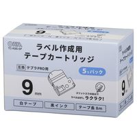 【アウトレット】テプラPRO用 互換ラベル テープカートリッジ 白 幅9mm 黒文字 1パック（5個入） TC-K9S-5P オーム電機