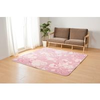 萩原 ローズ柄 ふっくらラグ フルレット 2000×2400mm ピンク 240625111 1枚（直送品）