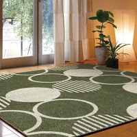 萩原 サークル柄 国産ラグ バロン 1850×1850mm グリーン 270042276 1枚（直送品）