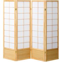 和風衝立/パーテーション 【ブラック 幅450×奥行20×高さ1500mm×4枚 弘益 和風衝立4連 ナチュラル （1枚あたり）幅450×奥行20×高さ
