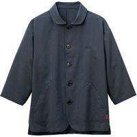 男女兼用ショップコート七分袖 SS ホワイト×ブラウン ET1144