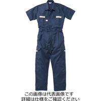 山田辰 ストライプ調夏半袖ツヅキ服 ネイビーブルー M 1-8701-NB-M 1枚（直送品）