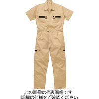 山田辰 ストライプ調夏半袖ツヅキ服 カーキ LL 1-8701-K2-LL 1枚（直送品）
