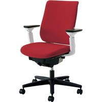 【組立設置込】コクヨ Mitra オフィスチェア 布張 スタンダードバック 可動肘 ランバーサポート付 WH×カーマイン 1脚（直送品）