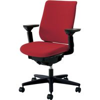 【組立設置込】コクヨ Mitra オフィスチェア 布張 スタンダードバック 可動肘 ランバーサポート付 BK×カーマイン 1脚（直送品）