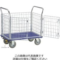 エヌケーキャリーキャスター 空気タイヤ付観音扉型金網台車